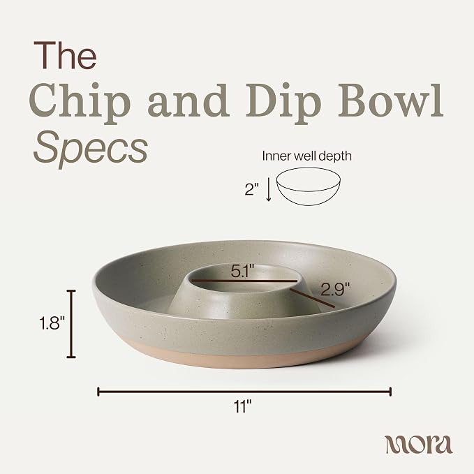 MORA Ceramic Chips and Dip Serving Tray: Large Divided Party Bowl Set - Image 2
