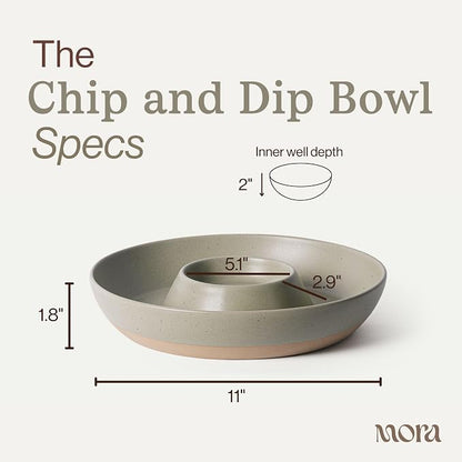 MORA Ceramic Chips and Dip Serving Tray: Large Divided Party Bowl Set - Image 2
