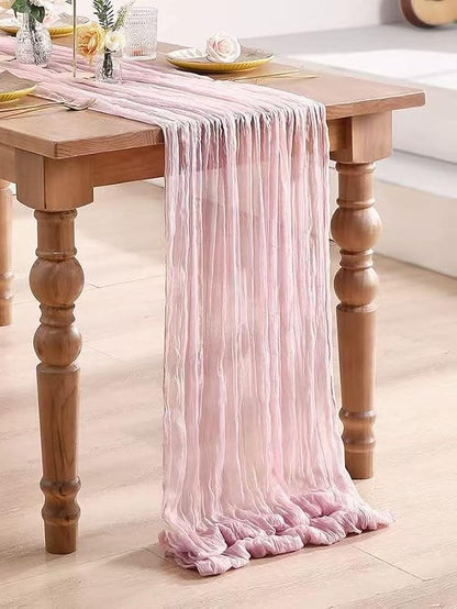 3Pack Light Pink Cheesecloth Table Runner, 17 x 108 inch Pink Table Runners | - Image 2