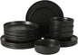 Gibson Elite Bayou Moon Plates and Bowls Sets, 16-Piece Black Matte Stoneware by GibsonHomewares