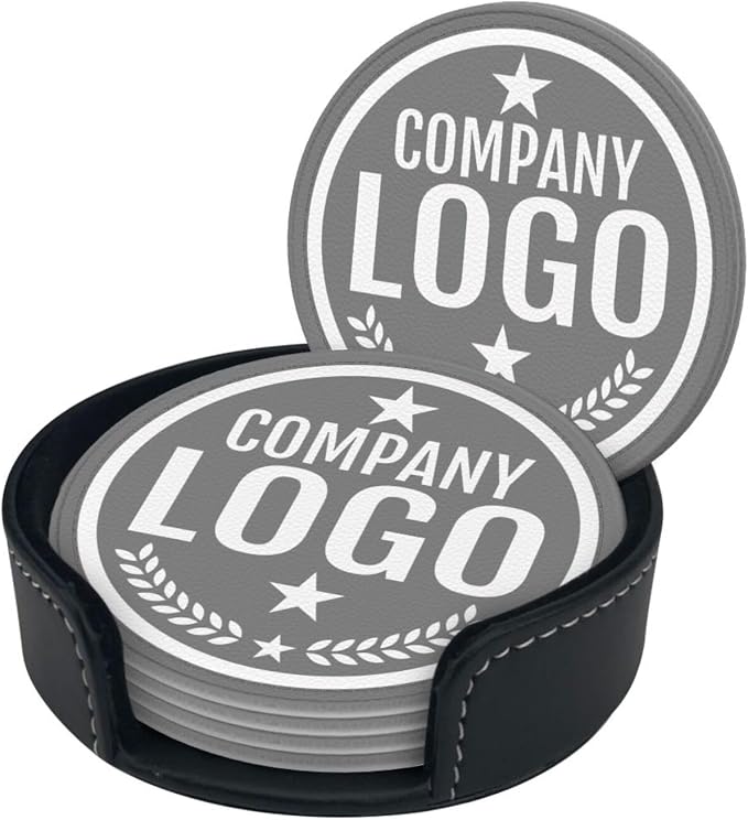 Custom Leather Coasters with Logo - Image 2
