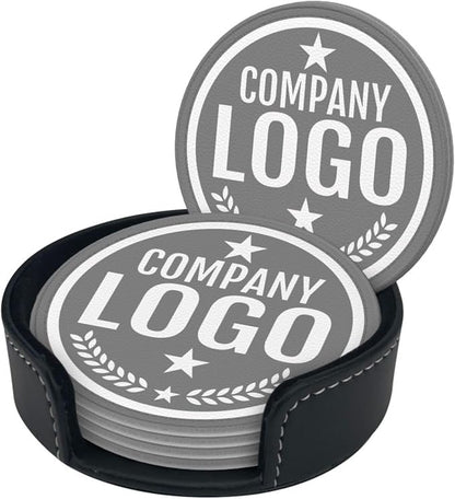 Custom Leather Coasters with Logo - Image 2