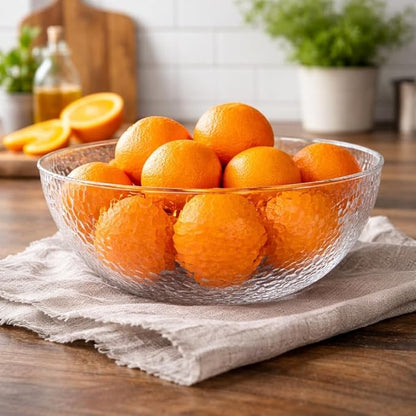Lillian Collection Stunning Clear Plastic Round Hammered Bowl - Image 2