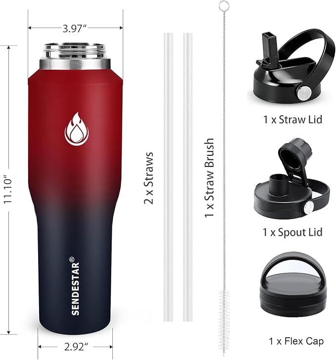 SENDESTAR 40oz Water Bottle Wide Mouth Stainless Steel Vacuum Insulated Double - Image 6
