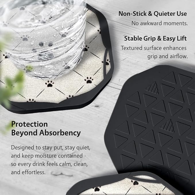 UMIRRO Absorbent Felt & Silicone Coasters Set of 6 - Image 5