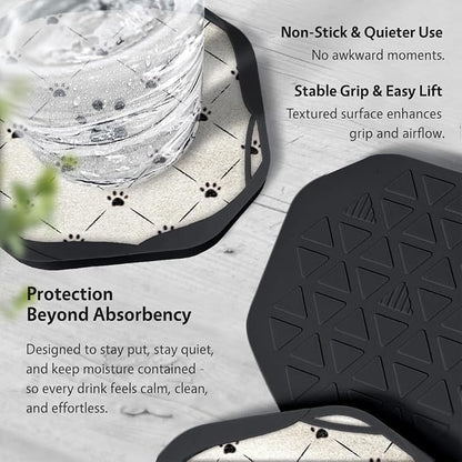 UMIRRO Absorbent Felt & Silicone Coasters Set of 6 - Image 5