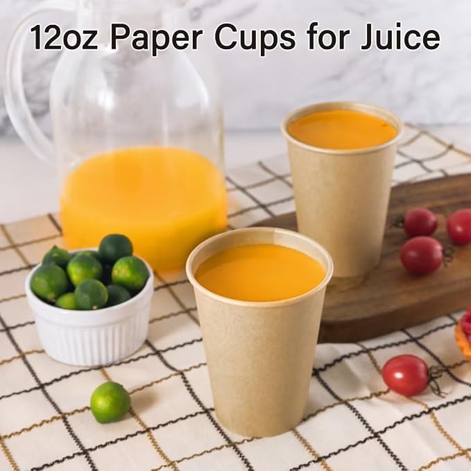 LITOPAK 240 Pack Disposable Coffee Cups, 12 oz Kraft Paper Cups | Large bulk - Image 4