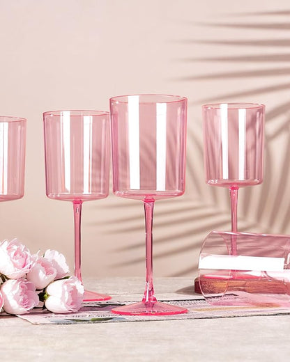 Ciaell 12 Pack Pink Plastic Wine Glasses - Image 4