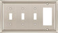 Henne Bery Sunken Pearls Heavy Duty Decorative Wall Plate Switch Plate Outlet Cover (Triple Toggle/Single Decorator, Satin Nickel)