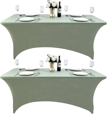 118 2-Pack 4ft Spandex Table Covers for Rectangular Folding Tables - Wrinkle Resistant Stretch Tight Table Cloths - Ultimate Fitted Table Protector for Parties, Banquet, and Wedding