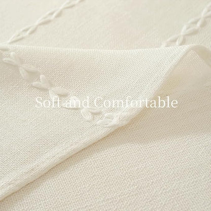Zobesta White Table Cloth Round Tablecloth 53 inch, Washable Linen Farmhouse Soft Boho Round Table Cloth for Party, Holiday, Picnic, Dining, Outdoor,Fall, Wedding