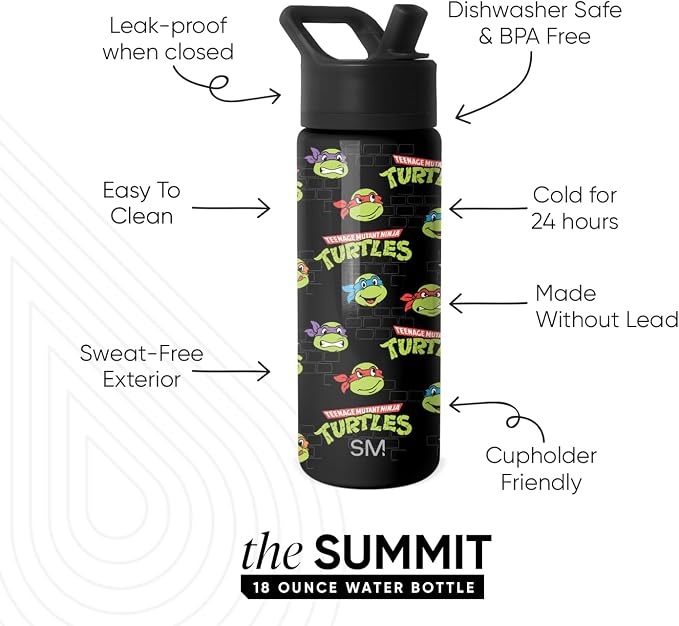 Simple Modern TMNT Kids Water Bottle & Toddler Cup | 18oz | Insulated Stainless - Image 2