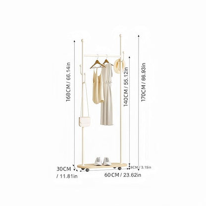 Cactus shaped Freestanding Metal Coat Rack Stand Modern Organizer for Scarf Jacket Hat Bags Ideal for Home Entryway Bedroom Corner Stable and Moveable (White)
