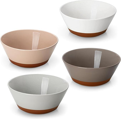 MALACASA Soup Bowls, Ceramic Salad Bowls Set of 4, 35oz Ceramic Bowls for Ramen, Cereal, Fruit and Pho, Microwave & Dishwasher Safe, Speckled Deep Bowls, Multicolor