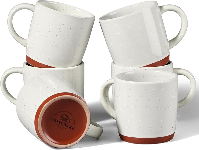 E-far Ceramic Coffee Mug Set of 6, 12oz Stoneware Coffee Cup by E-far