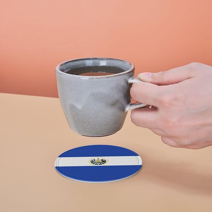 6 Pack El Salvador Flag Leather Coaster - Image 7