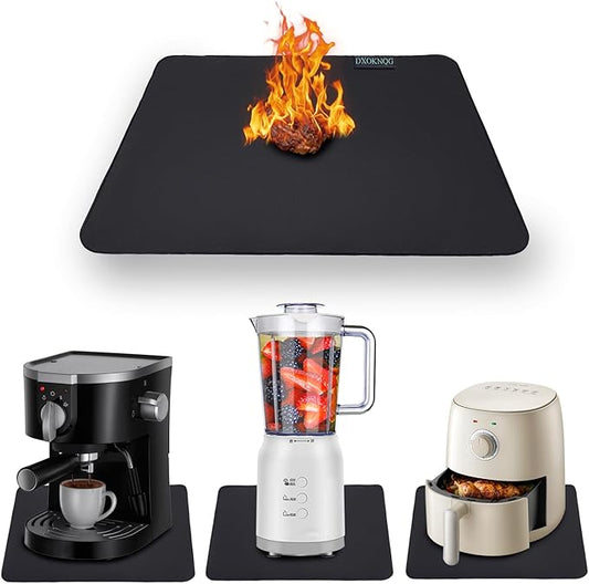 Heat Resistant Appliance Mat, Black, Non-Slip Kitchen Counter Protector, Large Size for Coffee Maker, Blender, Air Fryer (1, 16 * 24)
