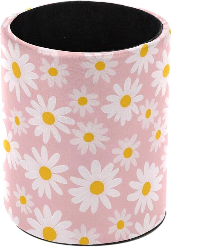 Cute Pink and Daisy Wildflowers Leather Pen Holder by Unknown