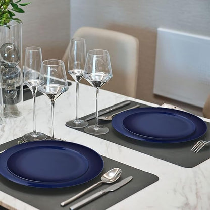 PULOTE 100PCS Blue Plastic Plates - Heavy Duty Navy Blue Disposable - Include 50PCS 10.25inch Dinner & 50PCS 7.5 inch Dessert/Salad Plates - Ideal for Party & Labor Day