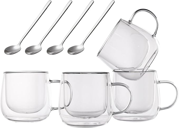 Double Wall Glass Coffee Mugs 10 Oz by Unknown