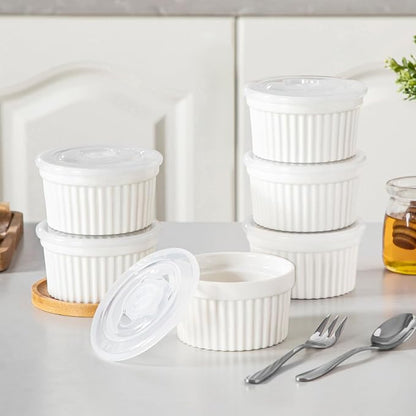 vancasso 6 oz Ramekins with Lid, Porcelain Creme Brulee Souffle Dishes - Image 9