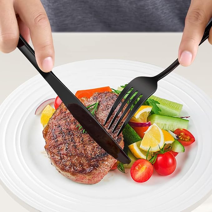 Black Silverware Set for 8, 40 Pieces Stainless Steel Flatware Cutlery Set - Image 6