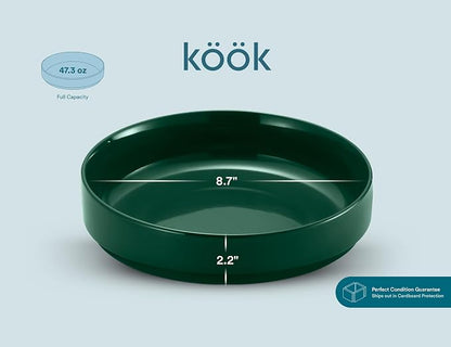 KooK Ceramic Large Pasta Bowls, Microwave and Dishwasher Safe, Shallow Serving - Image 7