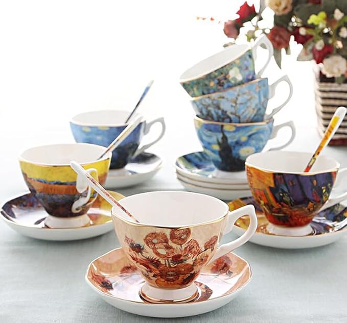 Bone China Cup &Saucer Set, 7oz- Van Gogh's Paintings - Image 4