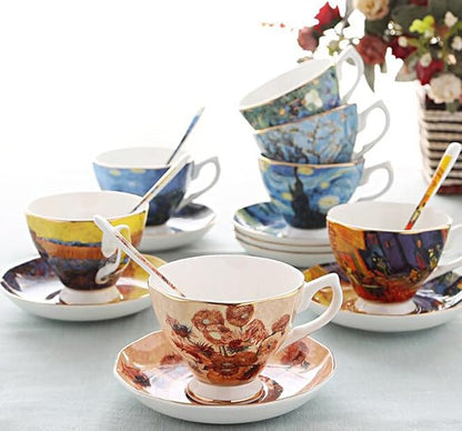Bone China Cup &Saucer Set, 7oz- Van Gogh's Paintings - Image 4