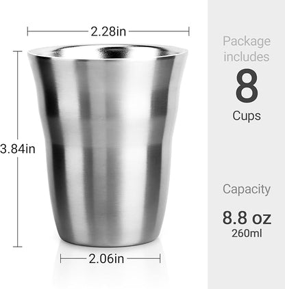 Beasea Stainless Steel Cups 8.8 oz, 8 Pack Small Stainless Steel Tumbler Bulk - Image 2