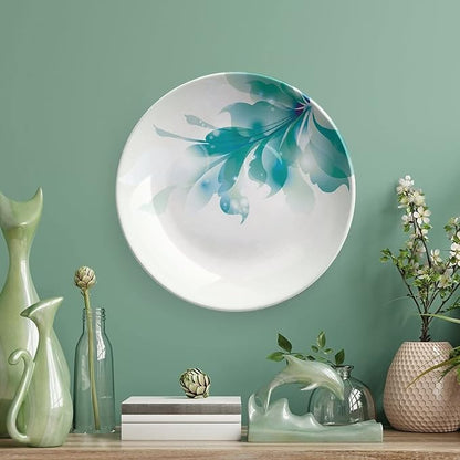 Decorative Plates, Abstract Decor Print Ornament, Big Single Beautiful Blue Ombre Flowers, 8 Inch, Kitchen Wall Decor, White Light Blue and Blue