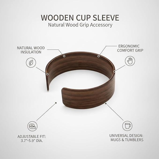 Office Desk & Home Coffee Station Accessory, Wooden Cup Sleeve - Image 5