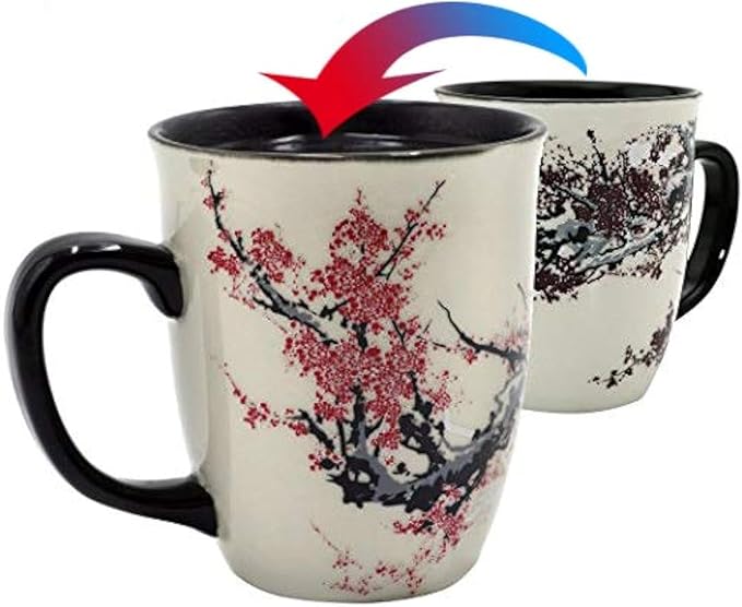Color Changing Heat Sensitive Magic Funny Art Mug Large Coffee Tea Plum Blossom by Asmwo