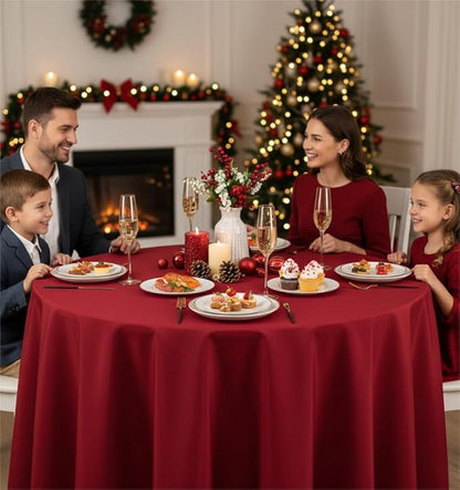 Fitable 6 Pack Red Round Table Clothes - 90 Inches in Diameter - Stain Resistant and Washable Tablecloths, Polyester Fabric Table Covers for Wedding, Party, Banquet, Gathering