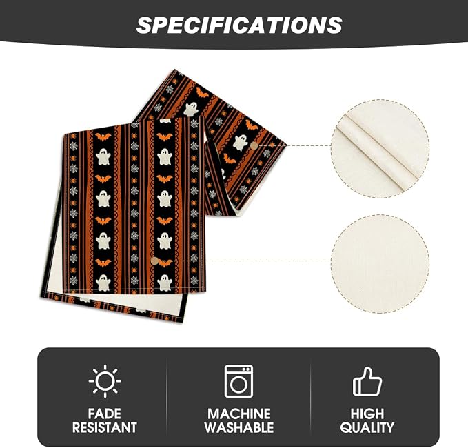 Artoid Mode 210 GSM Halloween Table Runner 13x120 Inch Home Party Decor | - Image 5