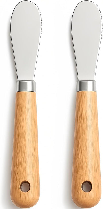 Butter Knives Set of 2, Wood Handle, Durable Stainless Steel Blade, Butter Knife by Unknown