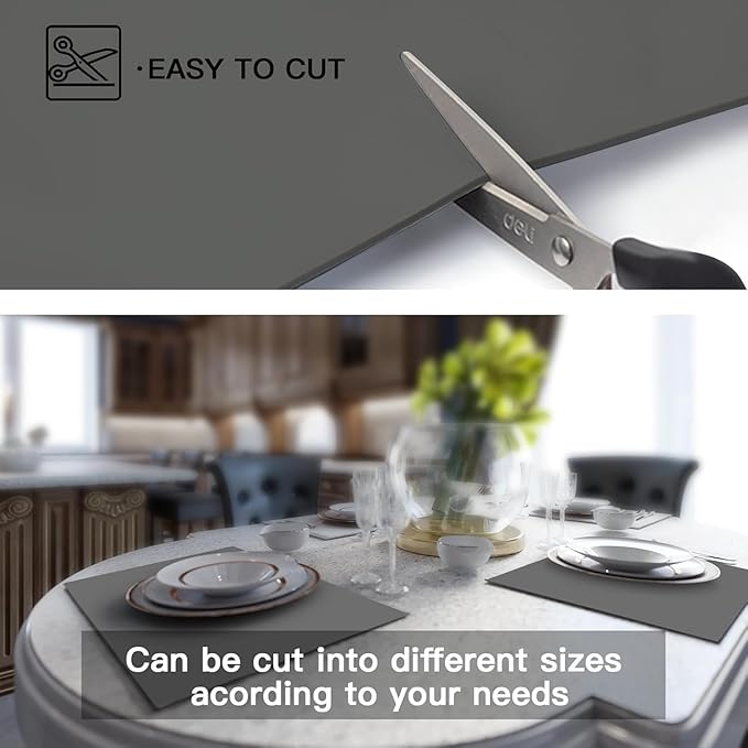 Largest Silicone Mats for Kitchen Counter, 120" x 24" Extra Large Heat Resistant Counter Mat, Kitchen Island Waterproof Thicken Non-slip Countertop Protector Mat, Dark Gray