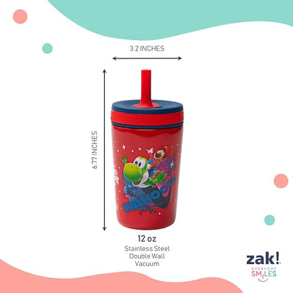 Zak Designs Super Mario Kelso 12oz Leak-Proof Toddler Straw Cup | BPA Free - Image 8