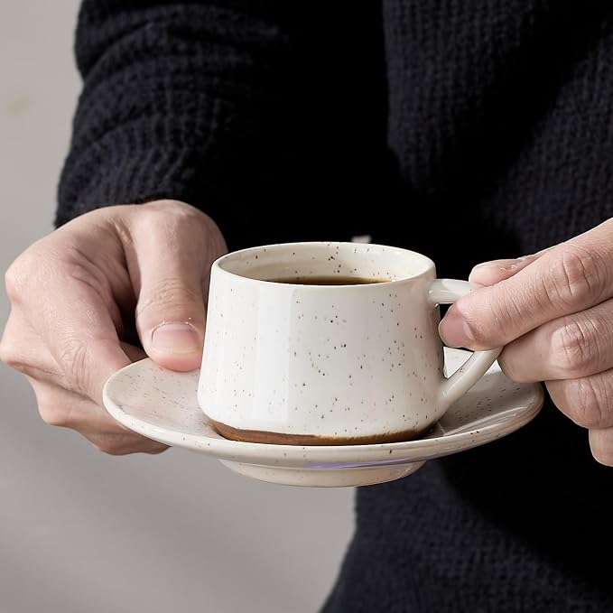 Stackable Cappuccino Cup Set of 6Activated-Glazed Ceramic Coffee Cup | Ceramic - Image 6