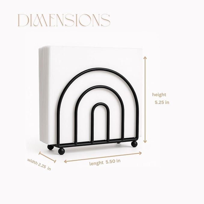 Napkin Holder for Table Countertop, Modern Decorative Sturdy Iron Black Metal - Image 2