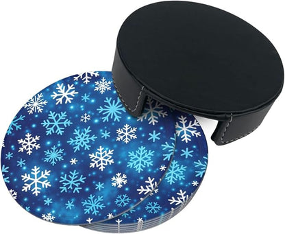 Winter Blue Snowflakes Coasters - Image 7