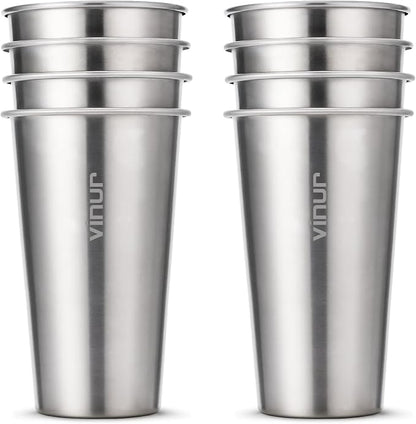 VINUR Stainless Steel Cups-20 oz Stackable Metal Drinking Glasses 8 Pcs | 20 oz by Vinur