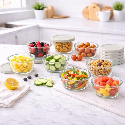 16-Piece Glass Food Storage Containers Set | 1-Cup, Leakproof | Microwave - Image 3