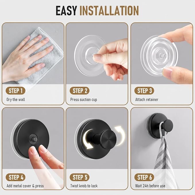 Suction Cup Hooks for Shower, Shower Hooks for Inside Shower, No Drill Bathroom - Image 6