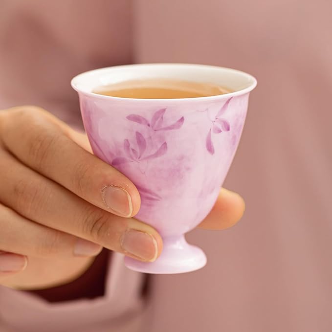KAMMAK Ceramic Tea Cups Set of 2, 2.8 oz, Vintage Small Teacups, 703N | Hand - Image 4
