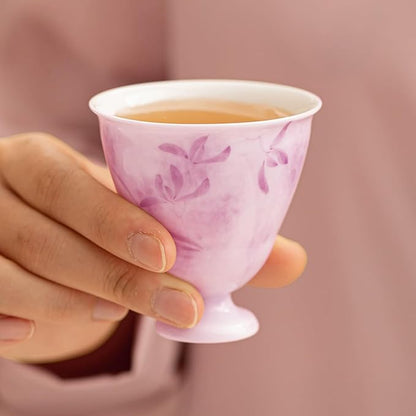 KAMMAK Ceramic Tea Cups Set of 2, 2.8 oz, Vintage Small Teacups, 703N | Hand - Image 4