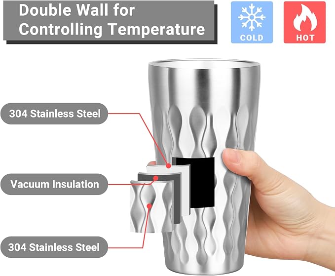 Stainless Steel Drinking Glasses, 19 oz Insulated Tumbler, 4 Pack Double Wall - Image 3