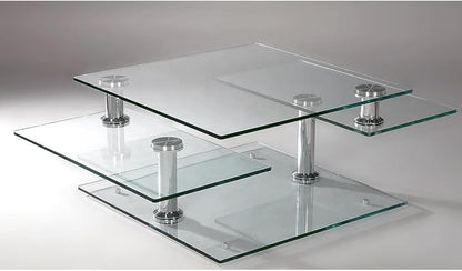 Contemporary Multi-Top Motion Glass Cocktail Table - Image 4
