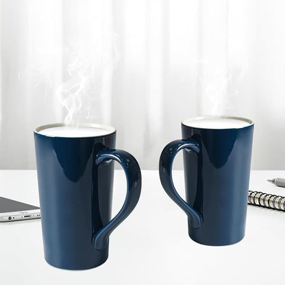 20 OZ Simple Pure Blue Mug Plain Large Tall Ceramic Milk Tea Coffee Mug - Image 5