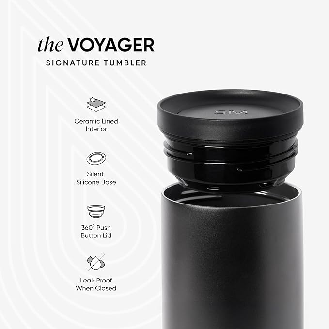 Simple Modern Insulated Travel Coffee Mug 360° Lid | 16oz | White | Voyager - Image 2